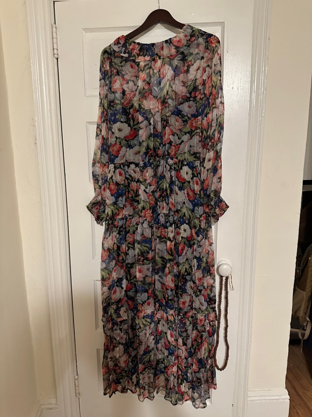 Anthropologie Marais Floral Maxi Dress in Black with Red, Pink and Blue Accents - Picture 7 of 7